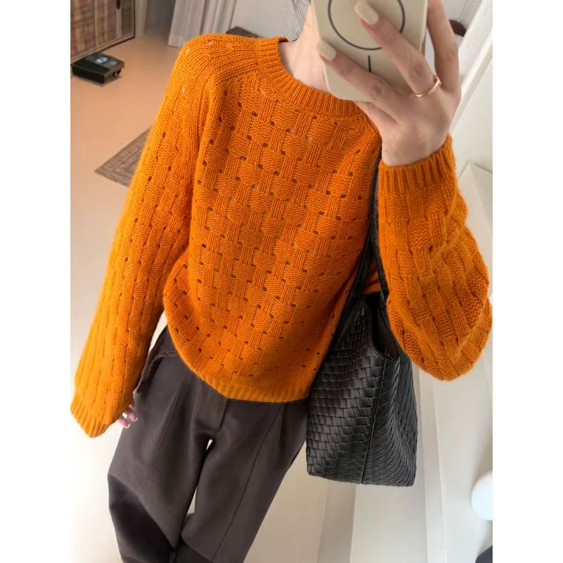 Pull en maille à lacets à manches longues pour femme - Collection Automne 2026 - Style décontracté et polyvalent