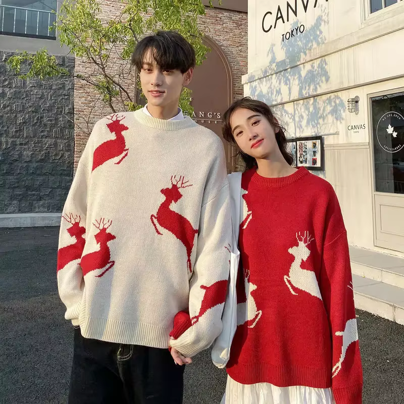 Pull ample et coréen pour femme, motif dessin animé, polyester et rayonne, pour automne hiver et fêtes