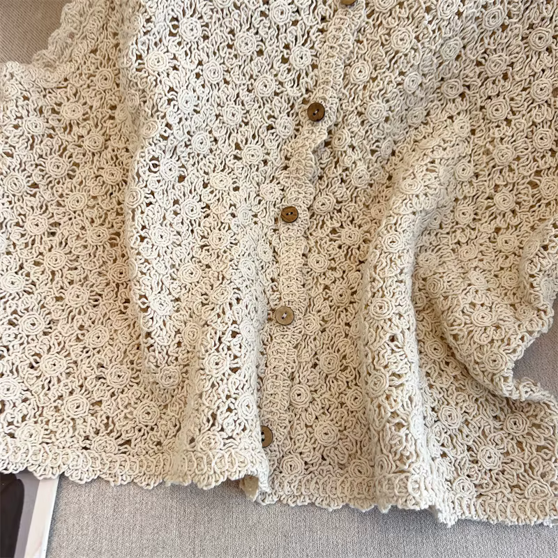 Vintage Boho Style Beige Crochet dentelle gilet femme sans manches tricot débardeur printemps été court couvrir élégant