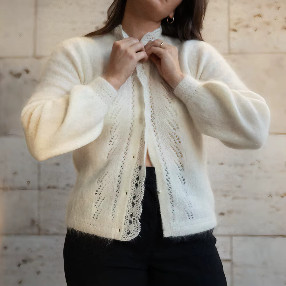Talenza blanc femmes Cardigan mode dentelle évider décontracté surdimensionné printemps chandails Chic banlieue Streetwear femme pulls