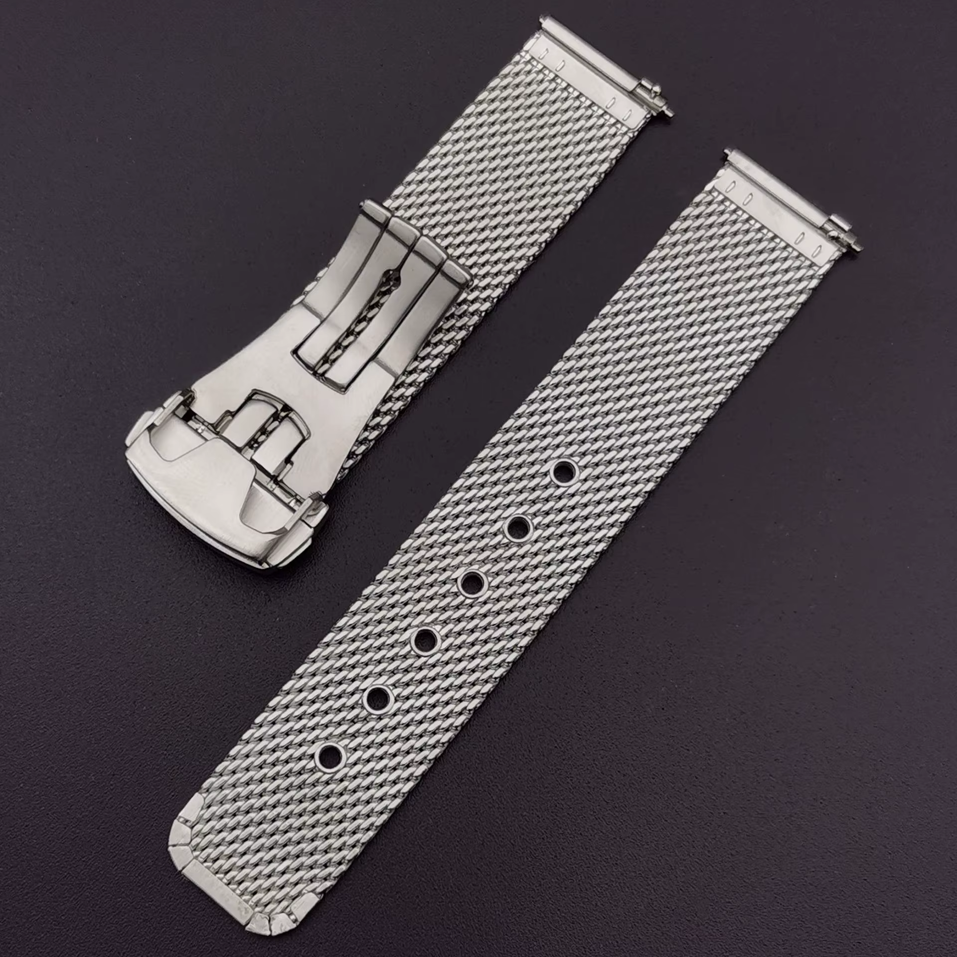 Bracelet de montre milanais en maille pour montre Omega Seamaster 007, métal haut de gamme en acier inoxydable avec fermoir pliant papillon 20mm 22mm