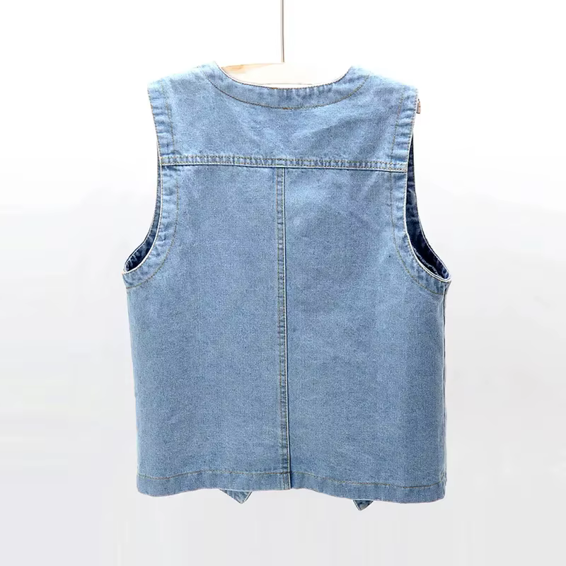 Printemps été coréen court Denim gilet femmes Vintage noir sans manches veste jean décontracté gilets femme