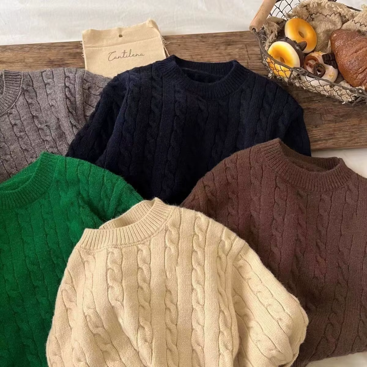 Pull tricoté à rayures torsadées pour bébé garçon et fille, couleur unie, vêtements de printemps et d'automne pour bébé de 2 à 10 ans