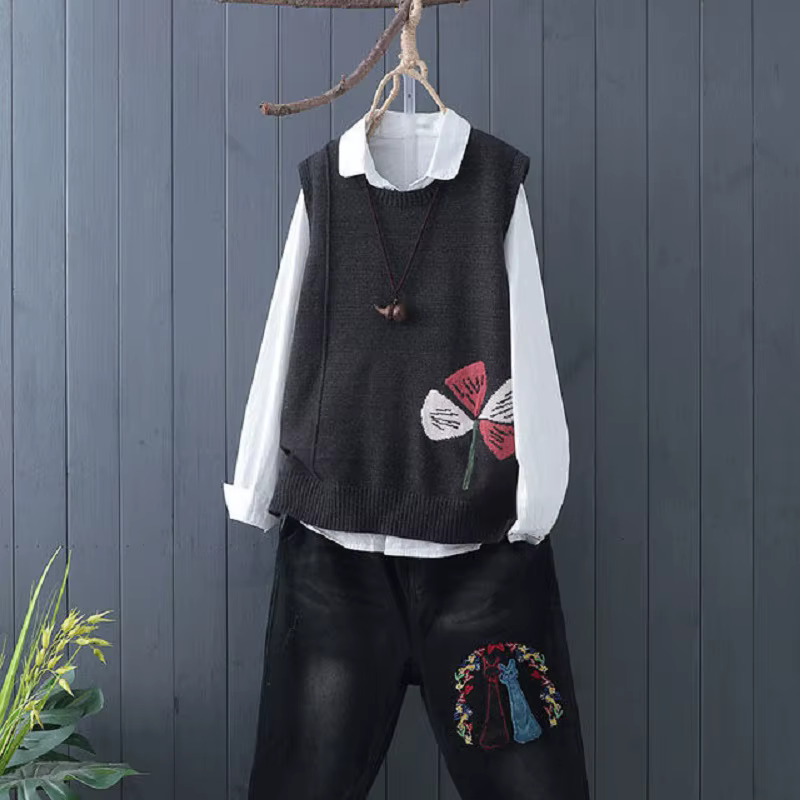 Pull en tricot à col rond pour femmes