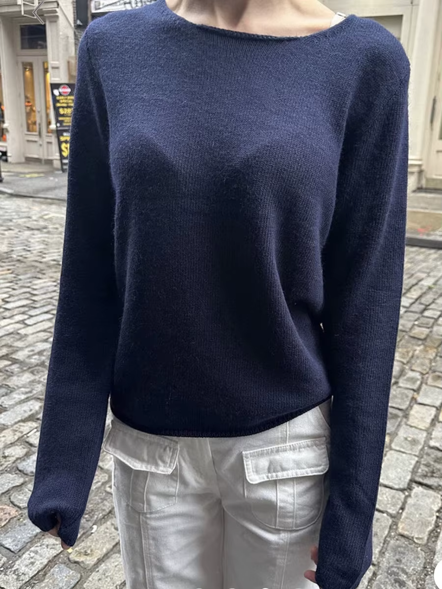 Économie tricotés en coton bleu marine pour femmes