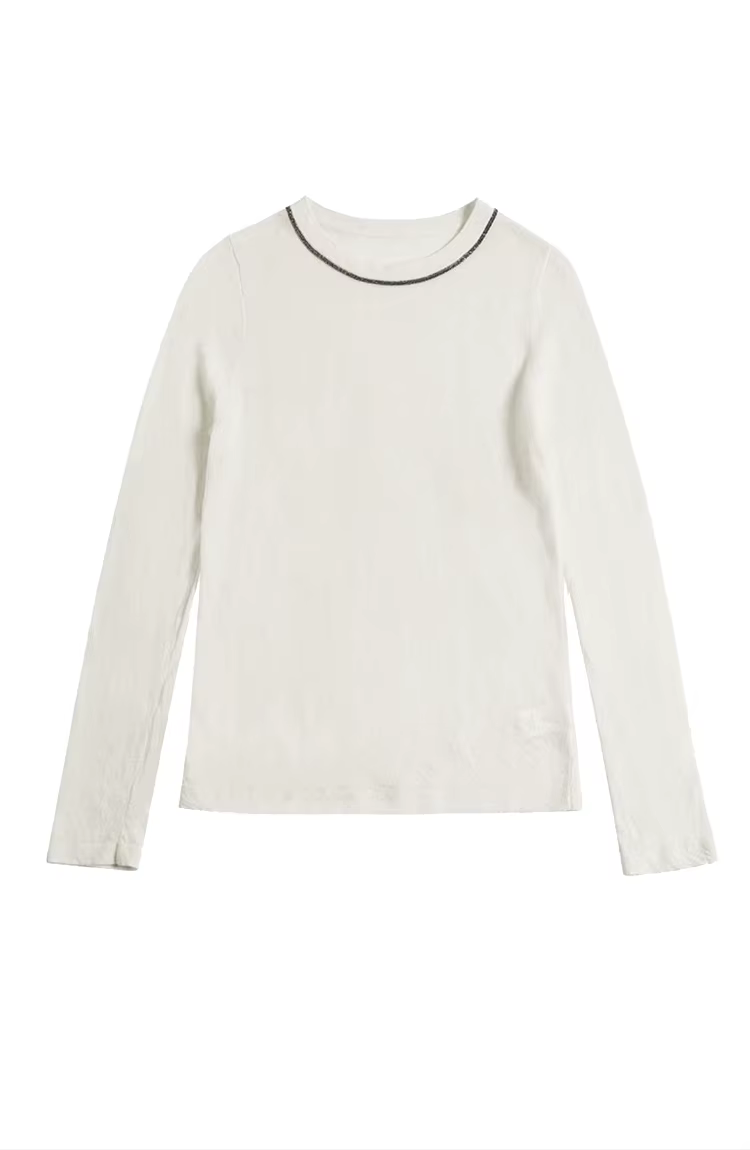 Pull d'automne pour femme | Coupe ajustée en laine mérinos soyeuse | 3/100s 16GG Fabriqué Italien | Sé de superposition