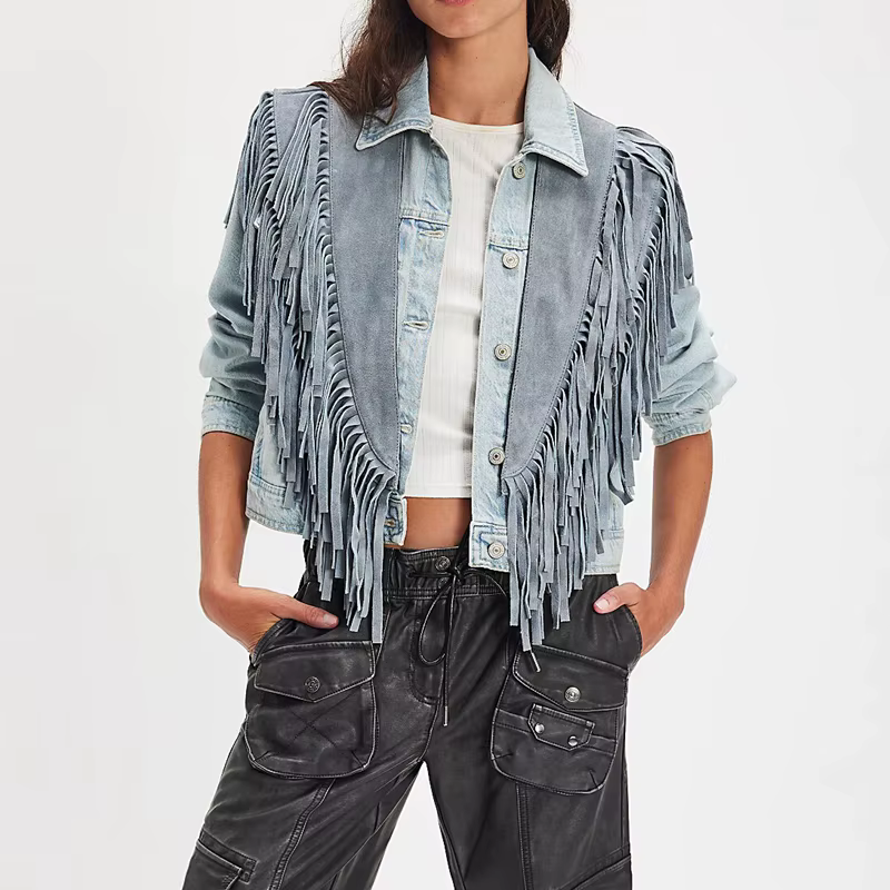 Gilet en daim vintage Y2K pour femme, style hippie années 70, sans manches, ouvert sur le devant, avec franges et patchwork, col à franges