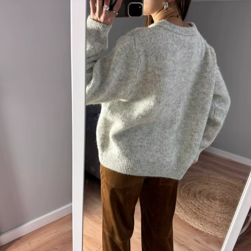 Cardigan en tricot rétro pour femme, à simple boutonnage