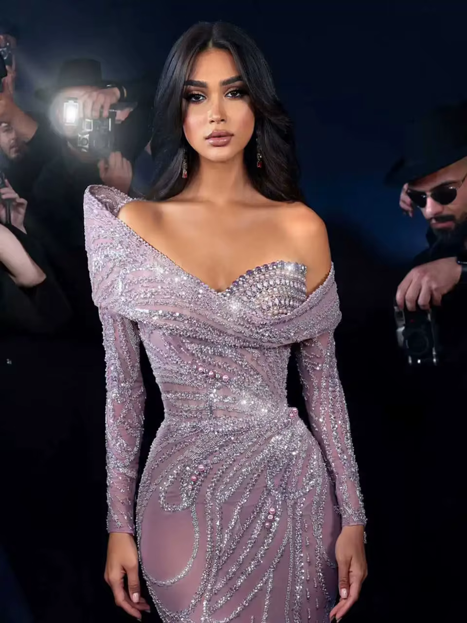 Robe de soirée sirène personnalisée, col bateau, élégante, luxe, asymétrique épaule dénudée, avec des Appliques perlées, longueur au sol, perles magnifiques, robe de bal