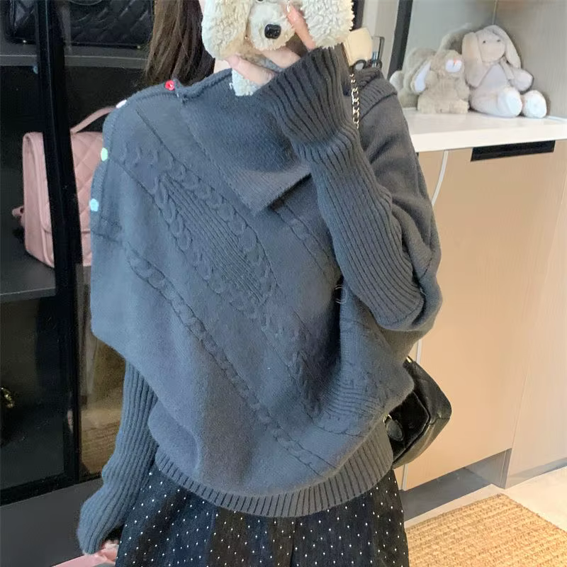 2025 nouvelle cape tricoté pull femmes automne et hiver épais extérieur ample paresseux Style couche de finition