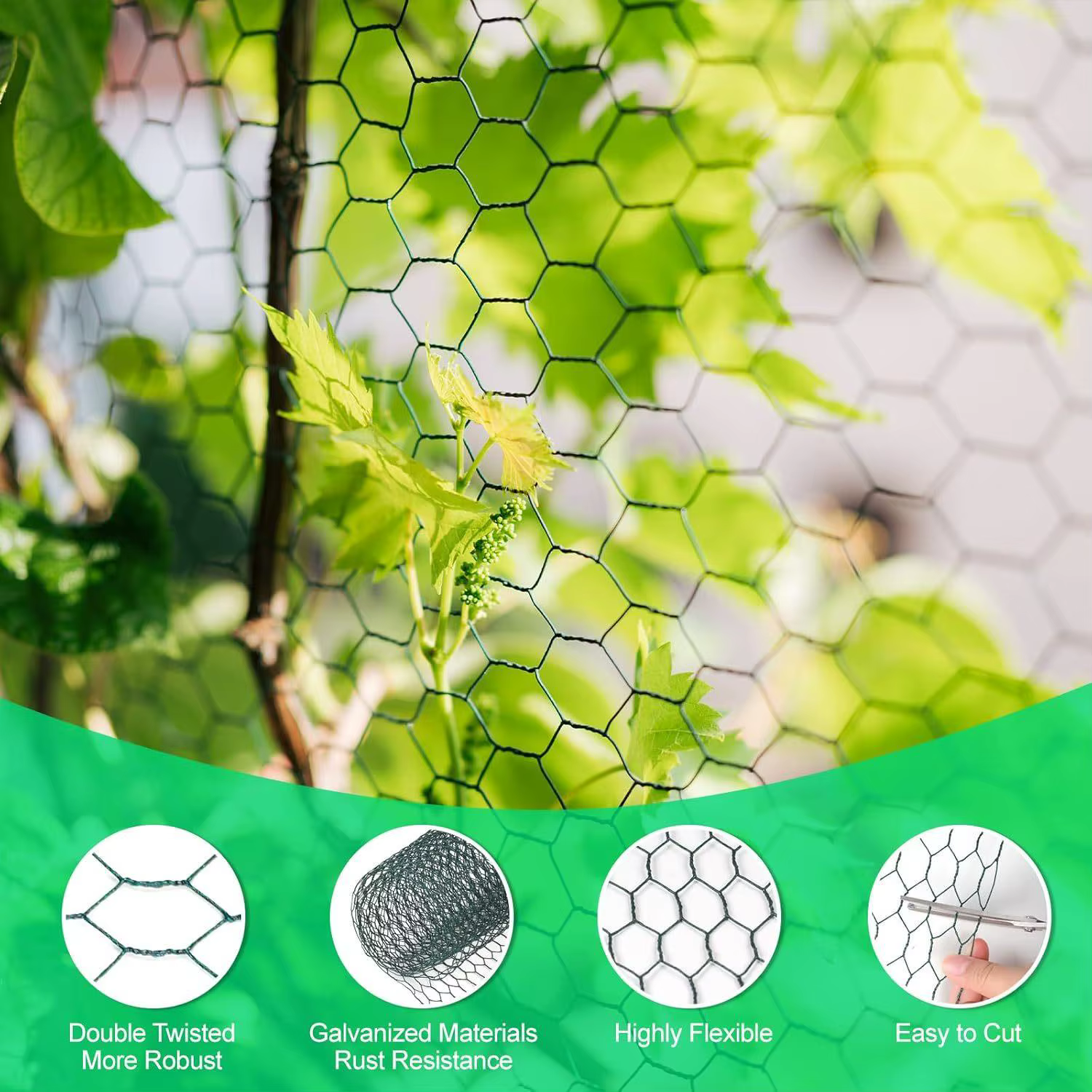 Fil métallique Hexagonal de 1/10M, fixation de jardin, rouleaux de filet pour poulailler, plantes de volaille, fleurs, filets de protection, bricolage, maille artisanale