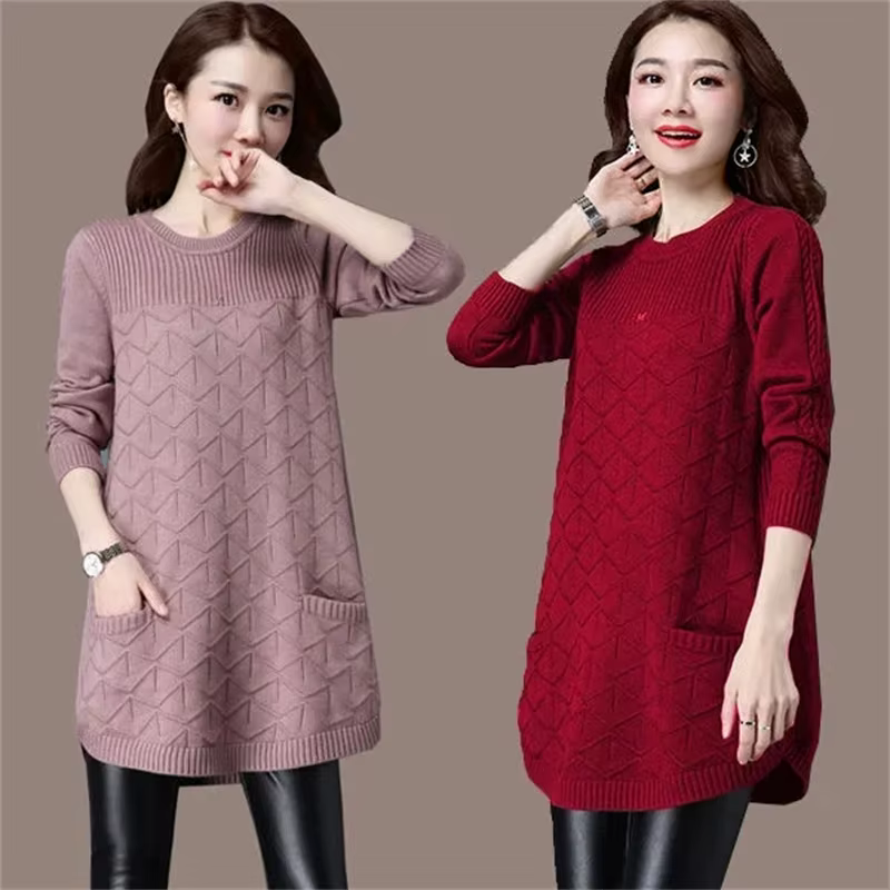 Nouvelles femmes pulls Long tricoté pull grande taille Femme printemps automne robe