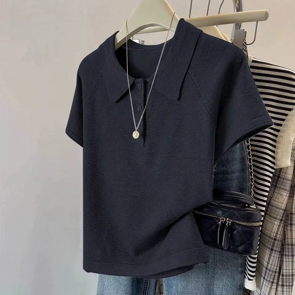 Pulls à manches courtes en tricot pour femmes