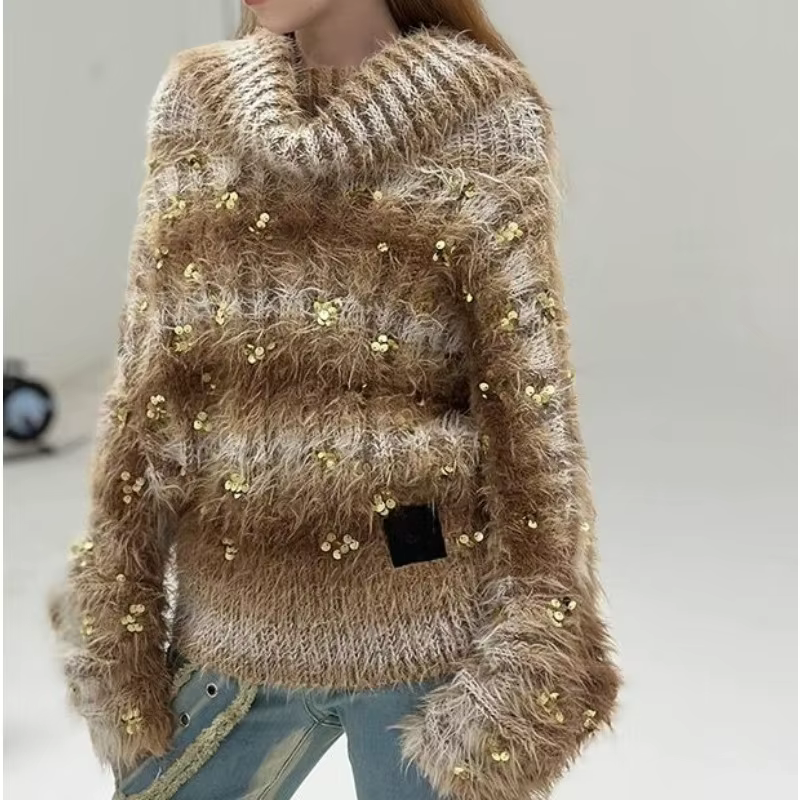 Haut en tricot Vintage à paillettes