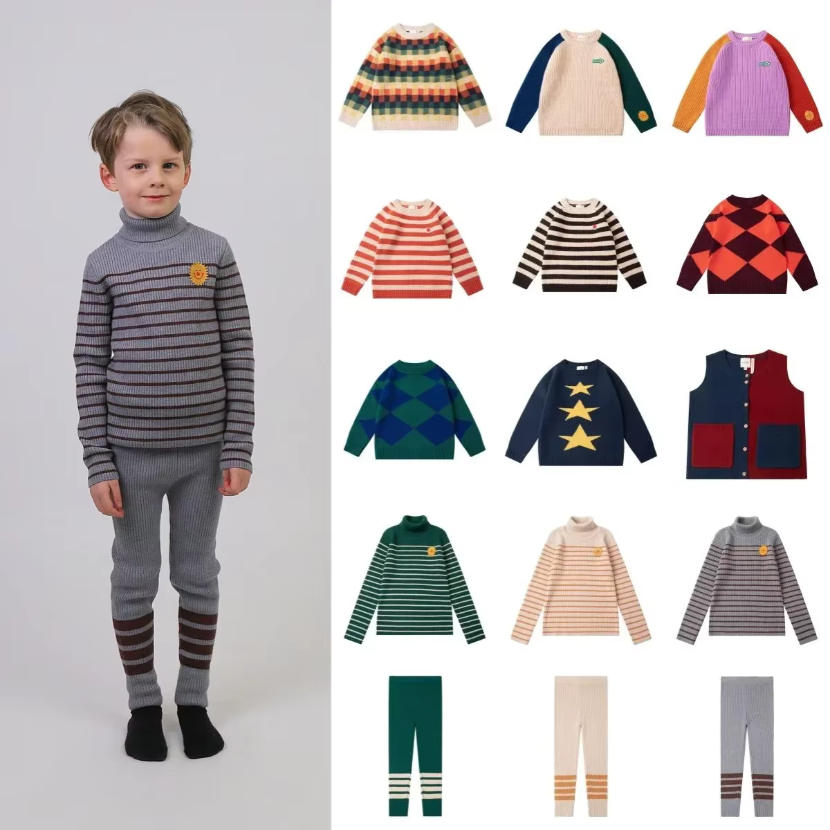 Pull Leggings en Tricot pour Bébé Garçon et Fille de 2 à 10 Ans, Vêtements d'Hiver