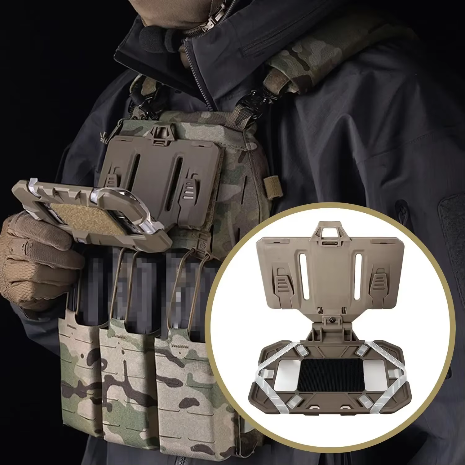 Nouveau support de téléphone pour gilet tactique, plaque de téléphone portable pliable, support Molle pour écran 4.7 "-6.7"