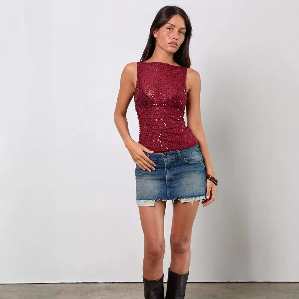Gilet Sexy scintillant et ajusté pour femmes