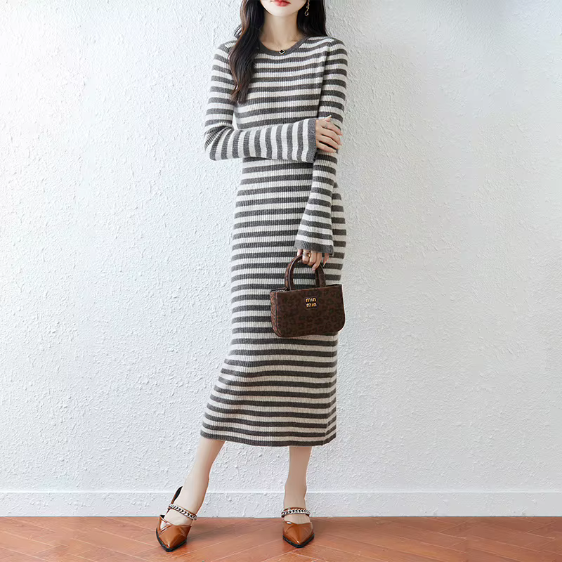 Jupe pull longue rayée