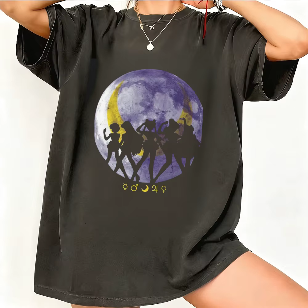 T-shirt graphique rétro Sailor Moon années 90, style anime, en coton, pour homme et femme, streetwear décontracté, tendance, manches courtes, couple, hip hop