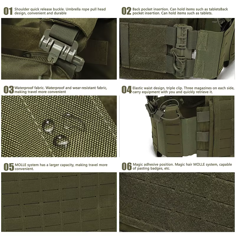Gilet d'entraînement en plein air pour hommes, gilet de Combat tactique léger, à dégagement rapide, multifonctionnel, résistant à l'usure, coupe Laser