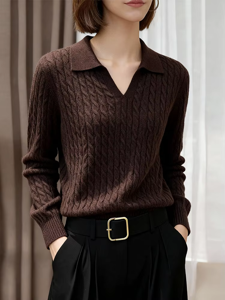 Pull en cachemire à manches longues pour femme