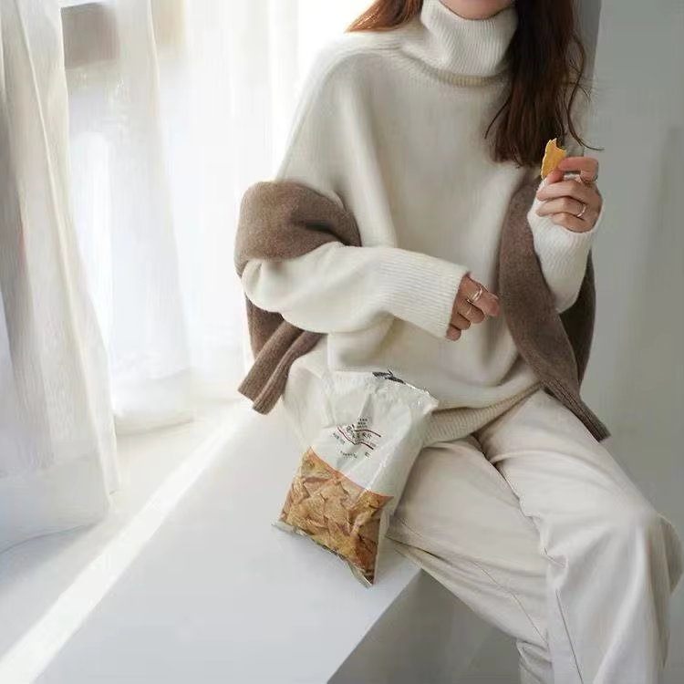 Pull en cachemire à col roulé pour femme