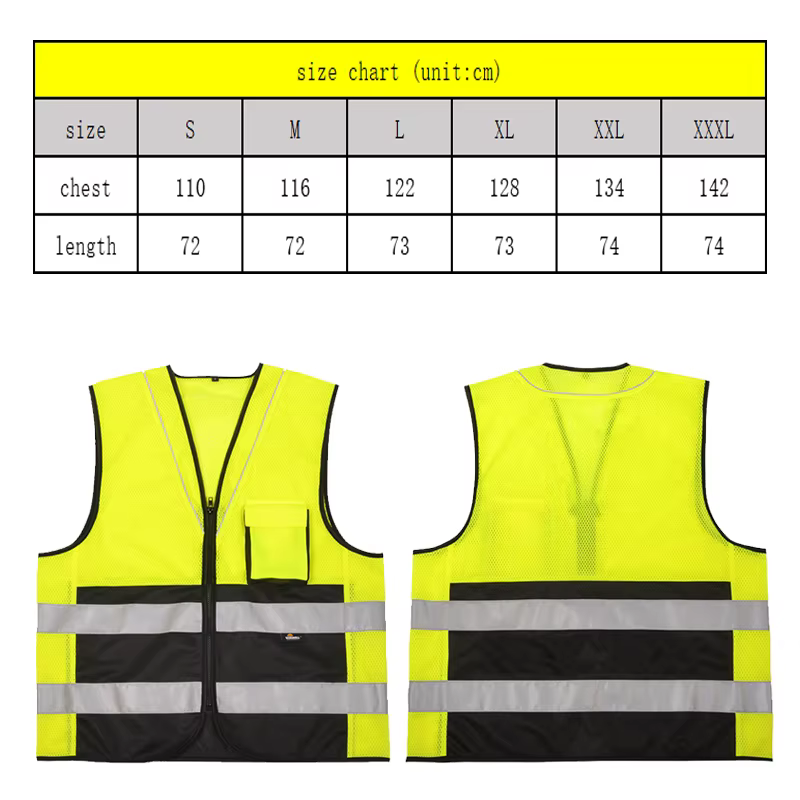 Gilet de travail jaune fluorescent Hi-Vis, gilet de travail en maille respirante, pour conducteurs de camions, le contrôle de la circulation et la moto