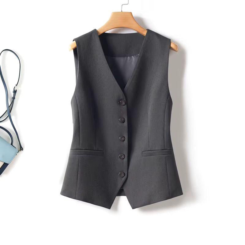 Gilet de costume superposé à simple boutonnage pour femme, idéal pour le printemps et l'automne, peut être porté comme couche intérieure ou extérieure, gilet de bureau élégant