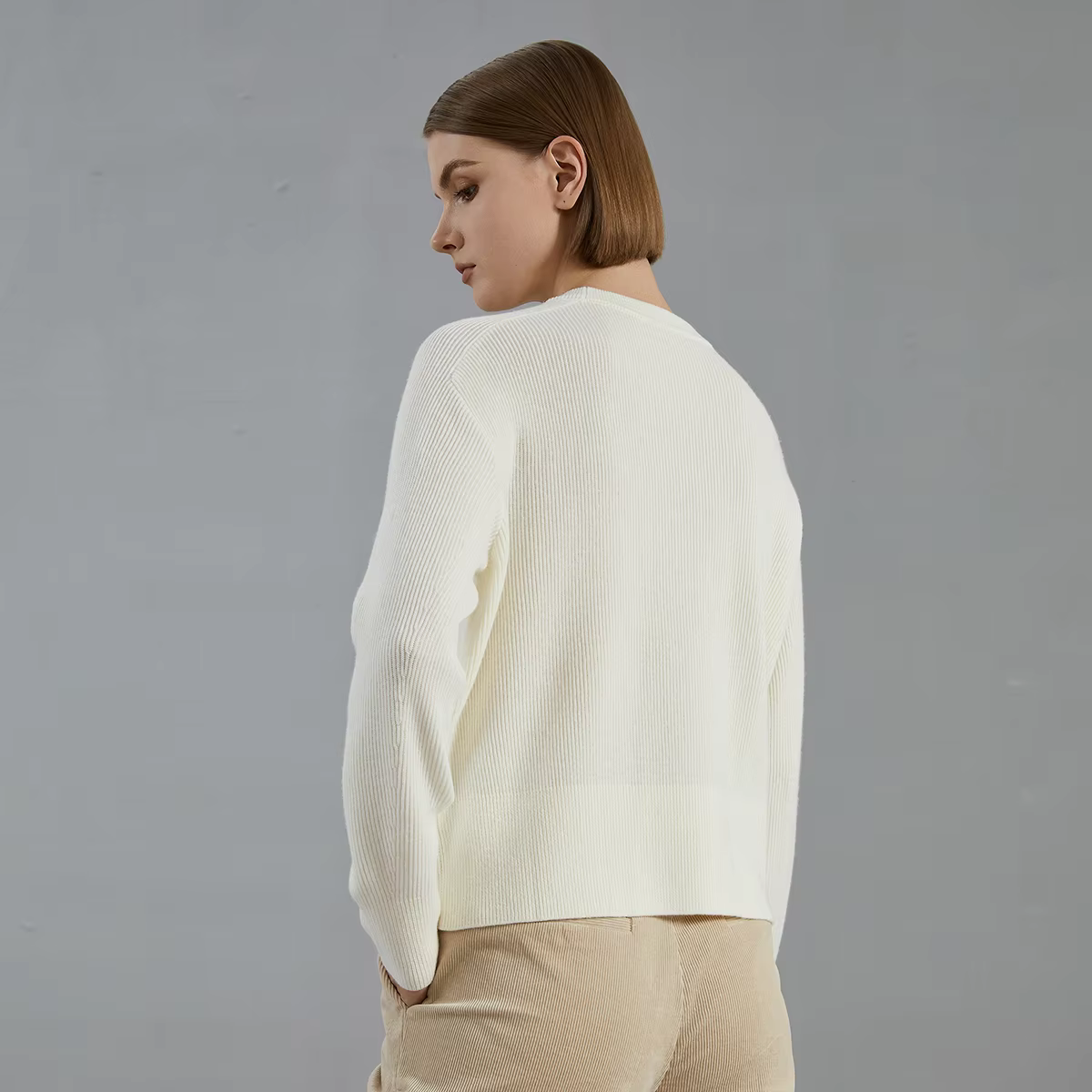 Pull en tricot à col rond pour femmes
