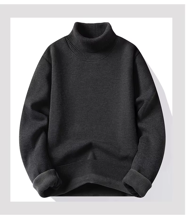Pull en polyester épais à col roulé pour homme, style décontracté, pour hiver et automne, grandes tailles, pull chaud et élégant