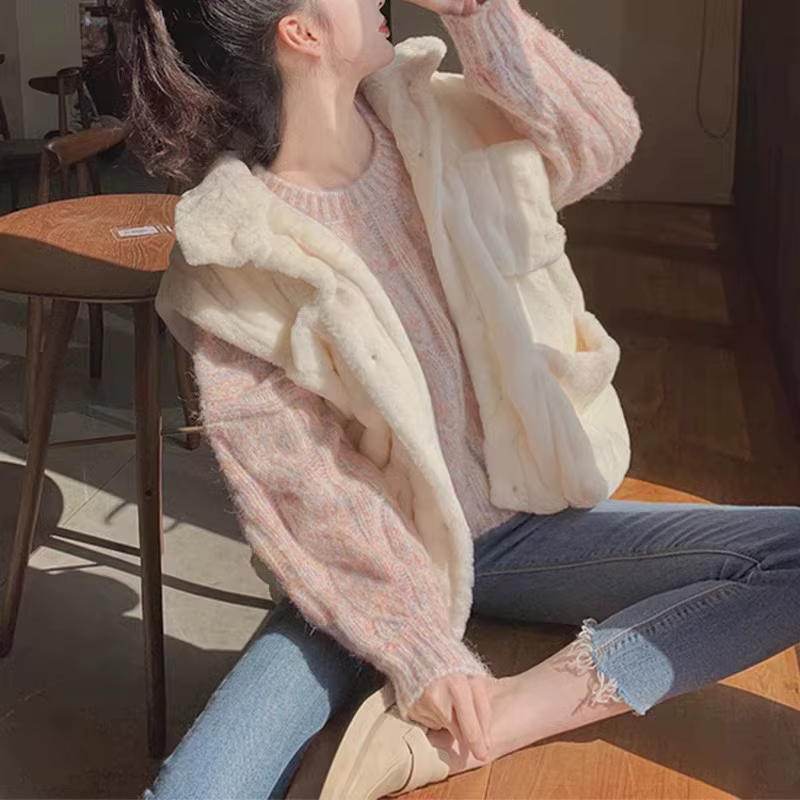 Pull court rose doux pour femme
