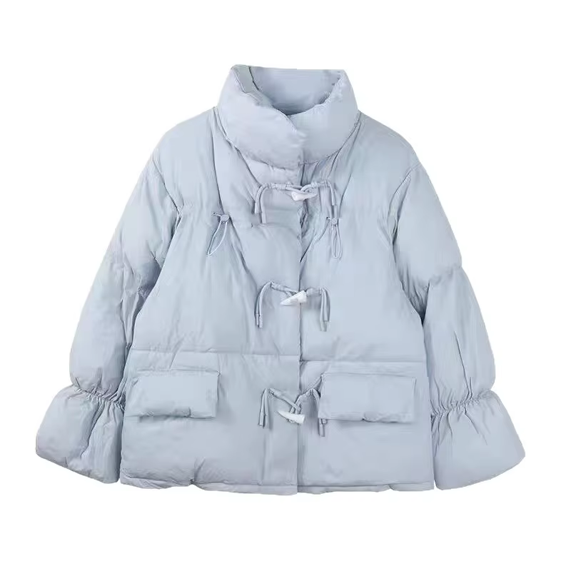 Veste en duvet de coton pour femmes, nouveau manteau de sport d'hiver avec boutons en corne pour étudiants, 2025