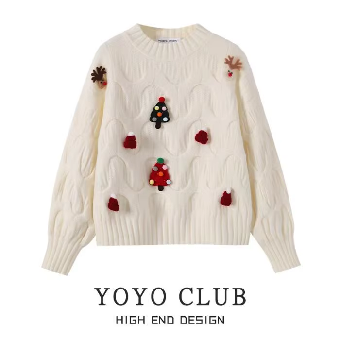 Pull de Noël pour femmes, rouge, col rond, tricot torsadé, manches longues, ample, pour les fêtes de fin d'année et les vacances d'hiver.