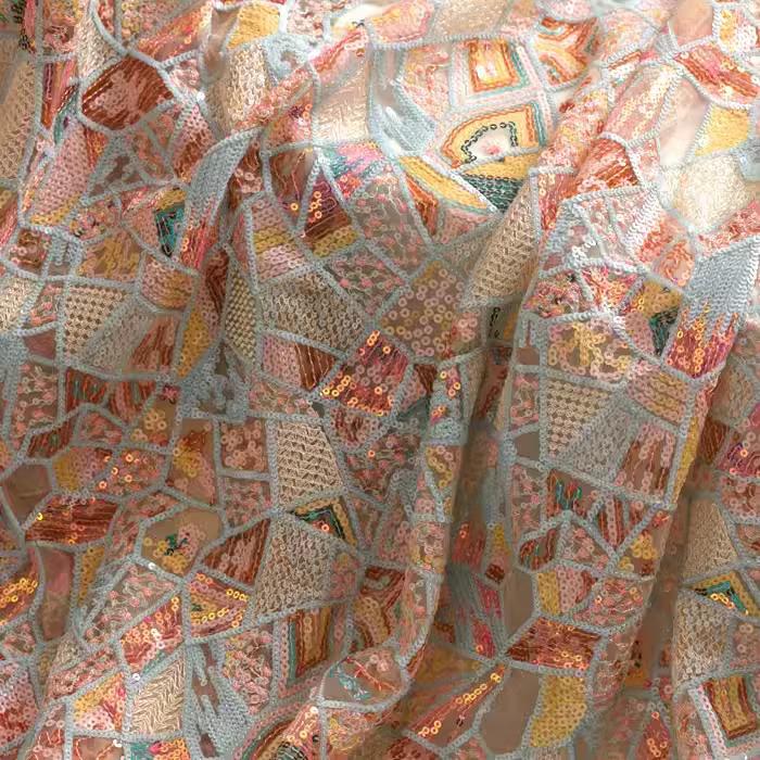 Maille d'aviation perlée colorée, tissu d'aviation, sac cheongsam, jupe, robe, vêtement, accessoires en tissu