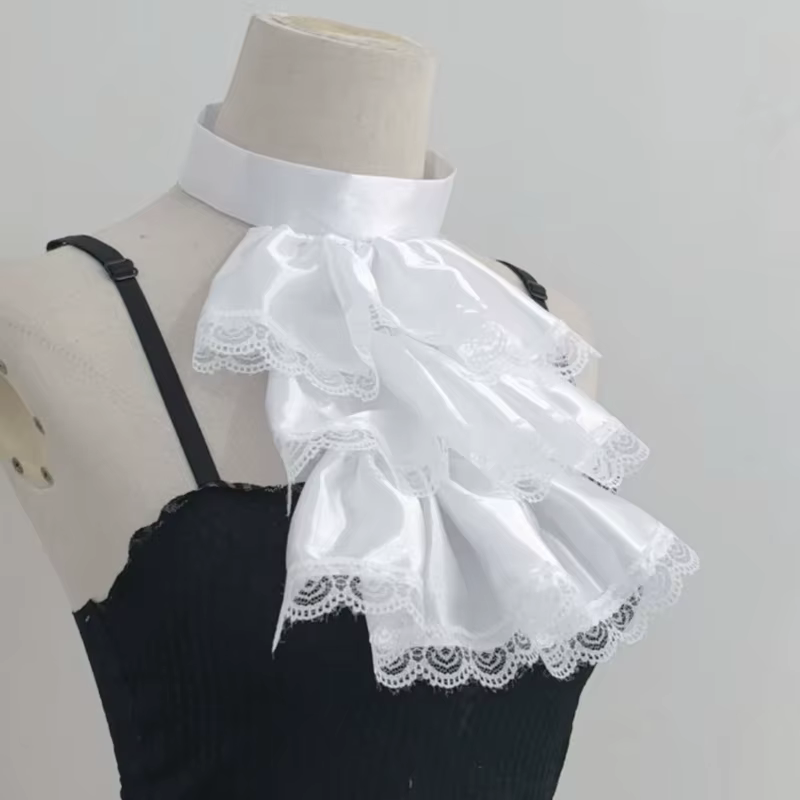 Faux col détachable en dentelle à volants, cravate Lolita, écharpe, poignets, couches de cou, cravate, Clown, ornements de Cosplay