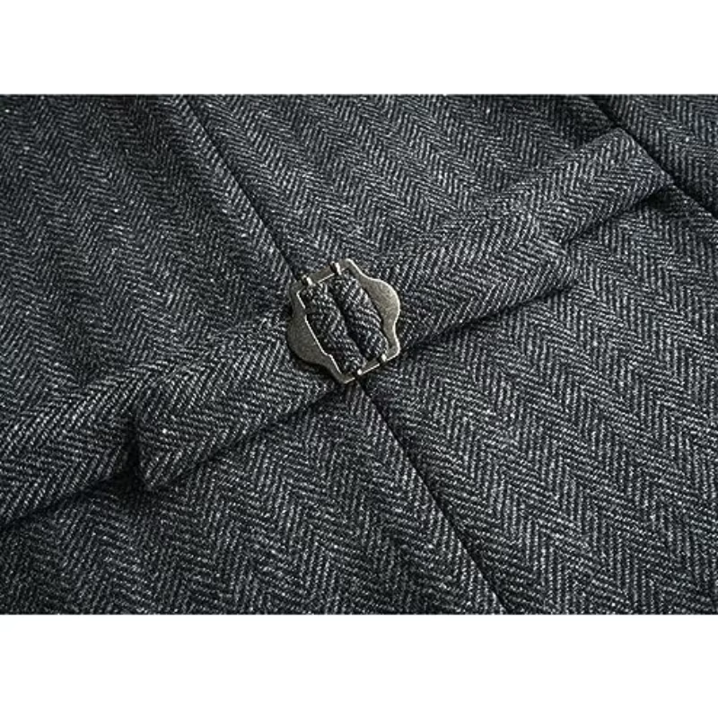 Gilet en mélange à double boutonnage vintage pour hommes, manteau gris imbibé, mariage, banquet GroomTIME