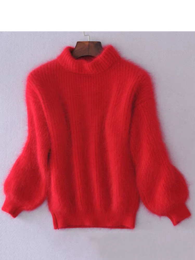 Pull à col roulé en mohair pour femme