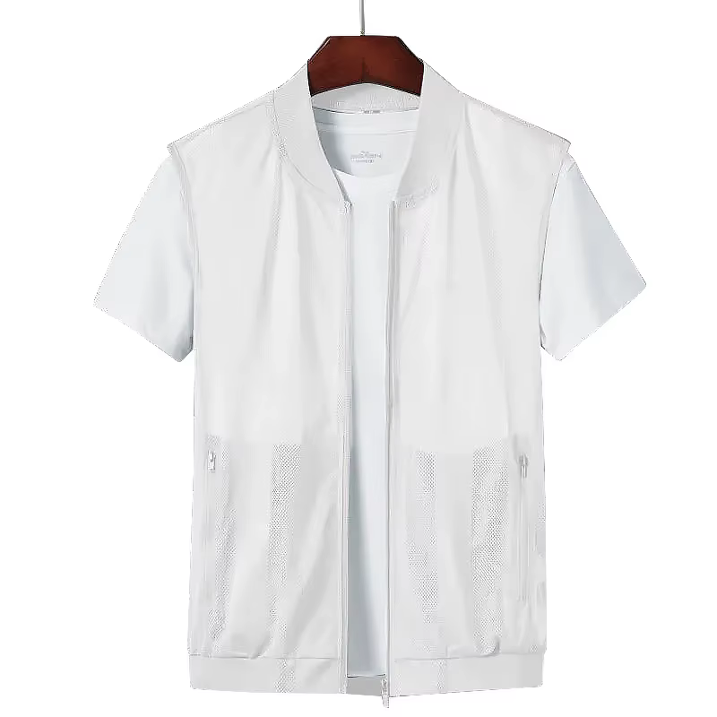Gilet d'été pour homme en maille respirante à col montant, multi-poches, léger, idéal pour le travail en extérieur, la pêche et le sport
