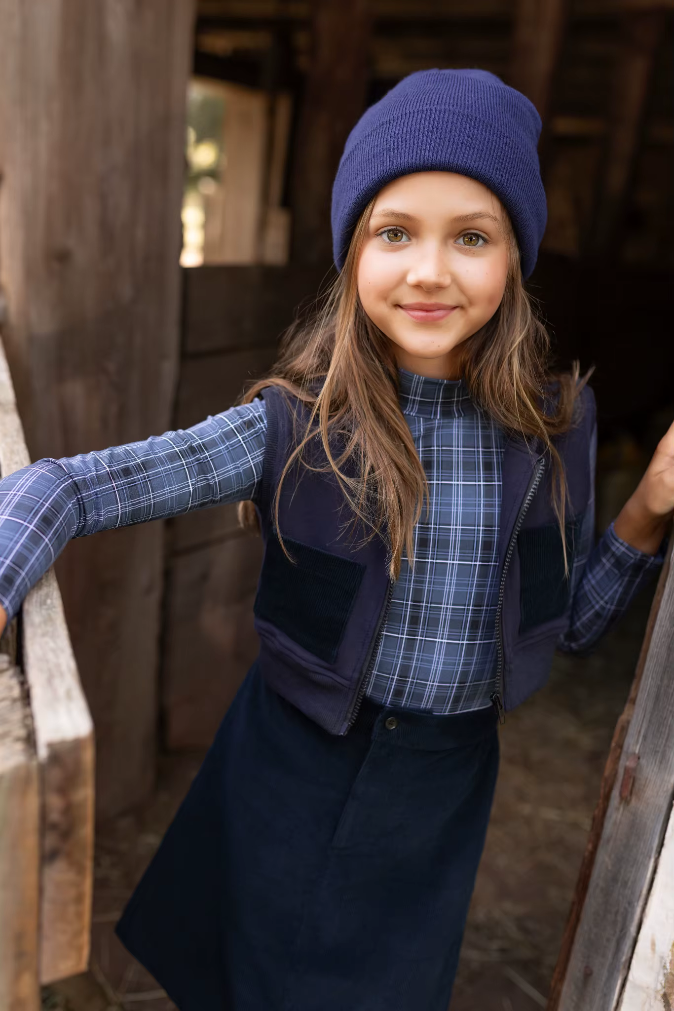 AP 2025 AW collection velours côtelé bleu marine enfants filles garçons pull robe jupe famille correspondant vêtements