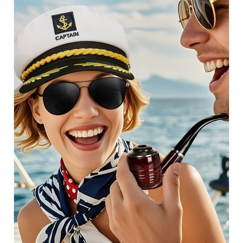 Chapeau de marin pour adultes – Accessoire de costume de capitaine pour hommes et femmes, idéal pour Halloween, cosplay, fêtes de yacht