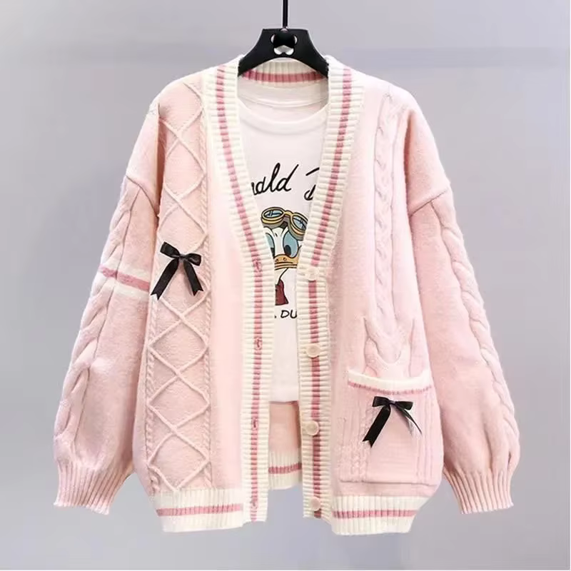 Cardigan tricoté à col en v pour femme