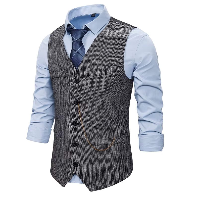Hommes costume gilet chaîne gilet affaires mariage col en V décontracté hommes robe mâle Blazer gilets formel fête mode gilet V14