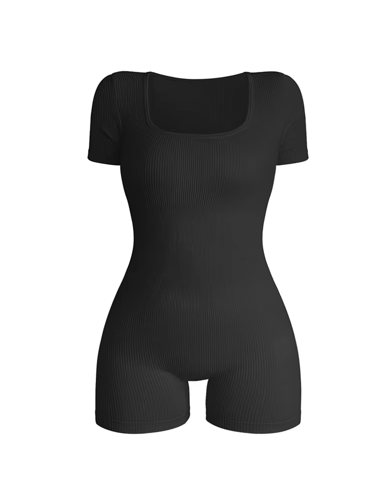 Combinaison une pièce à col carré et manches courtes pour femmes, Sexy, taille haute, moulante, à la mode, Streetwear pour dames