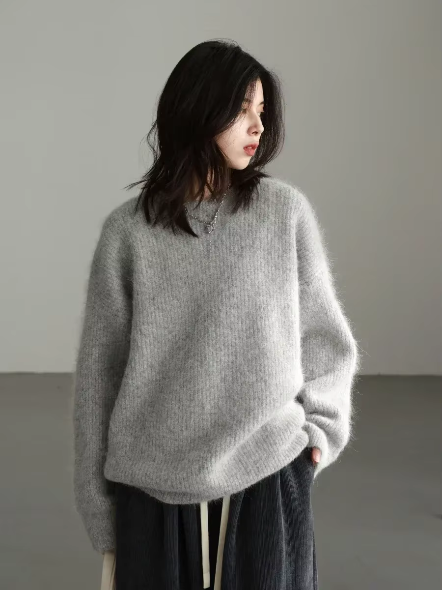 Pull à col rond Chic Ven en alpaga pour femmes, ample, décontracté, printemps-automne-hiver, cadeau parfait