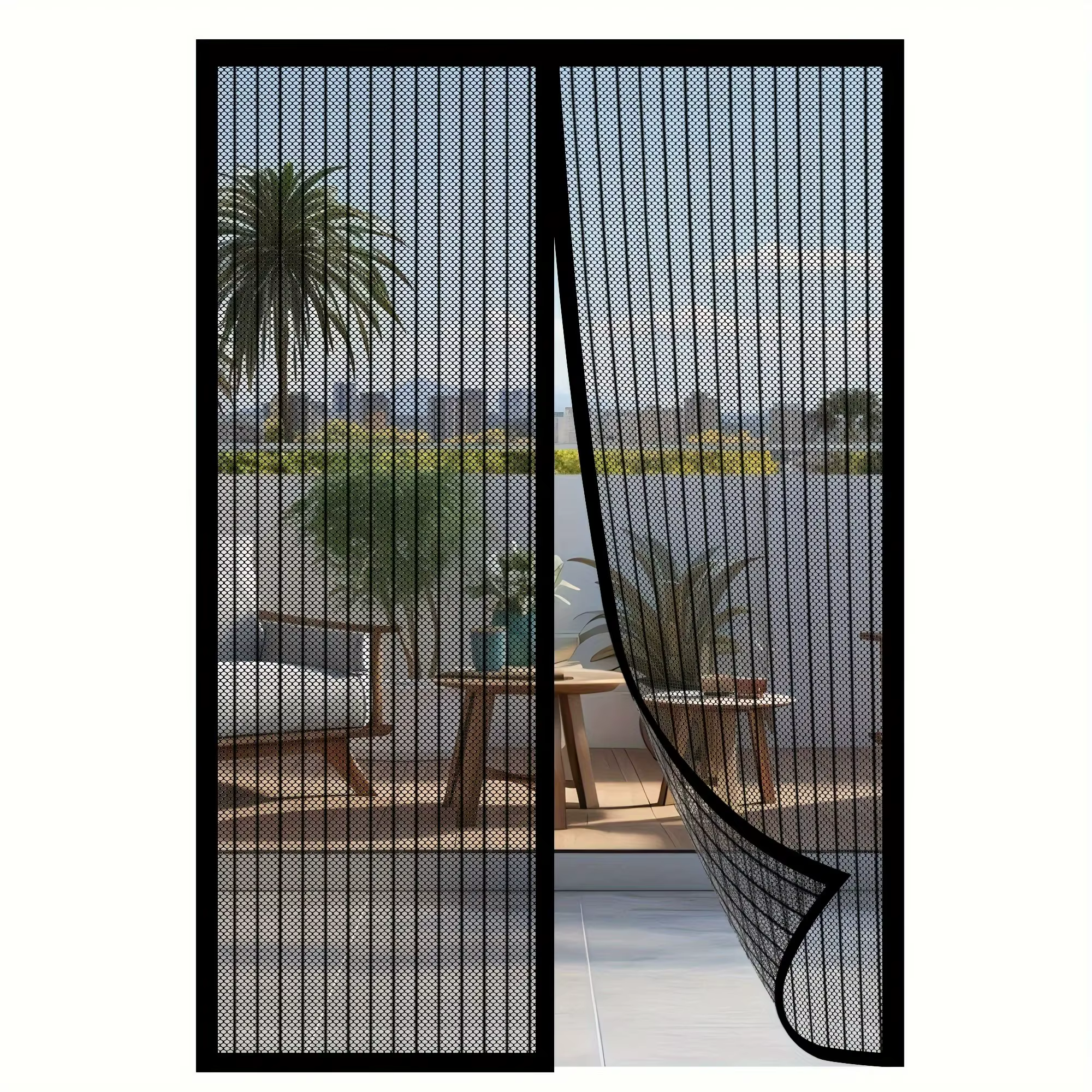 Moustiquaire de porte sans perçage pour salon, chambre et salle à manger – Rideau en maille mains libres pour prévenir les insectes