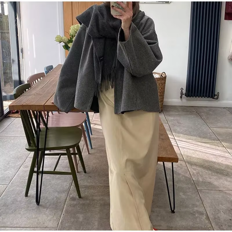 Cardigan à col en V, manteau à bouton unique, mode européenne et américaine 2025, manteau décontracté ample pour femmes