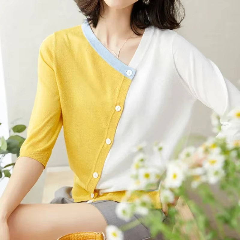 Cardigans pour femmes col en V mince été Style coréen Streetwear mode dames tricot chandails porter pour travailler Chic nouveau en tricots 2025