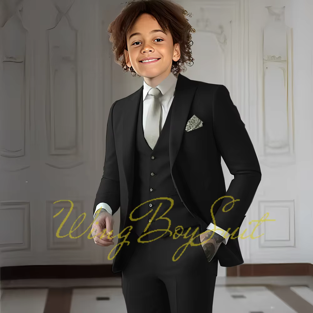 Costume d'été vert clair pour garçons, smoking de mariage pour enfants de 2 à 16 ans, Blazer, pantalon, gilet, costume trois pièces