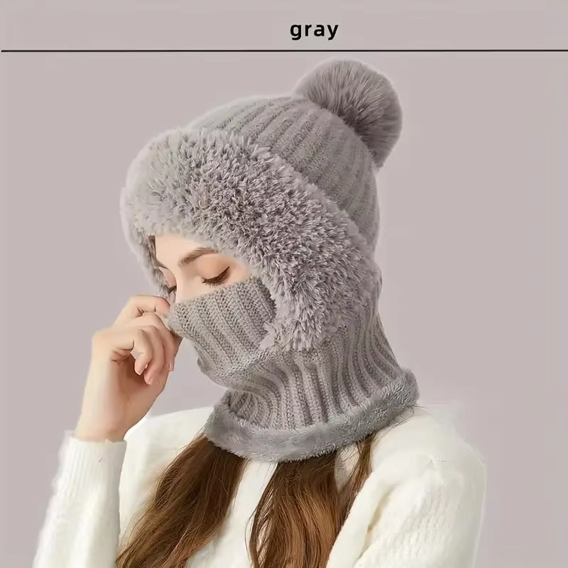 Cagoule intégrée en tricot d'hiver