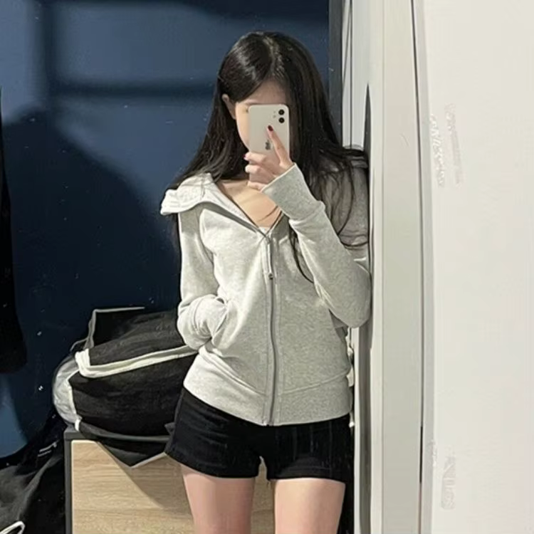 Pull à manches longues en polaire blanc et gris pour femme